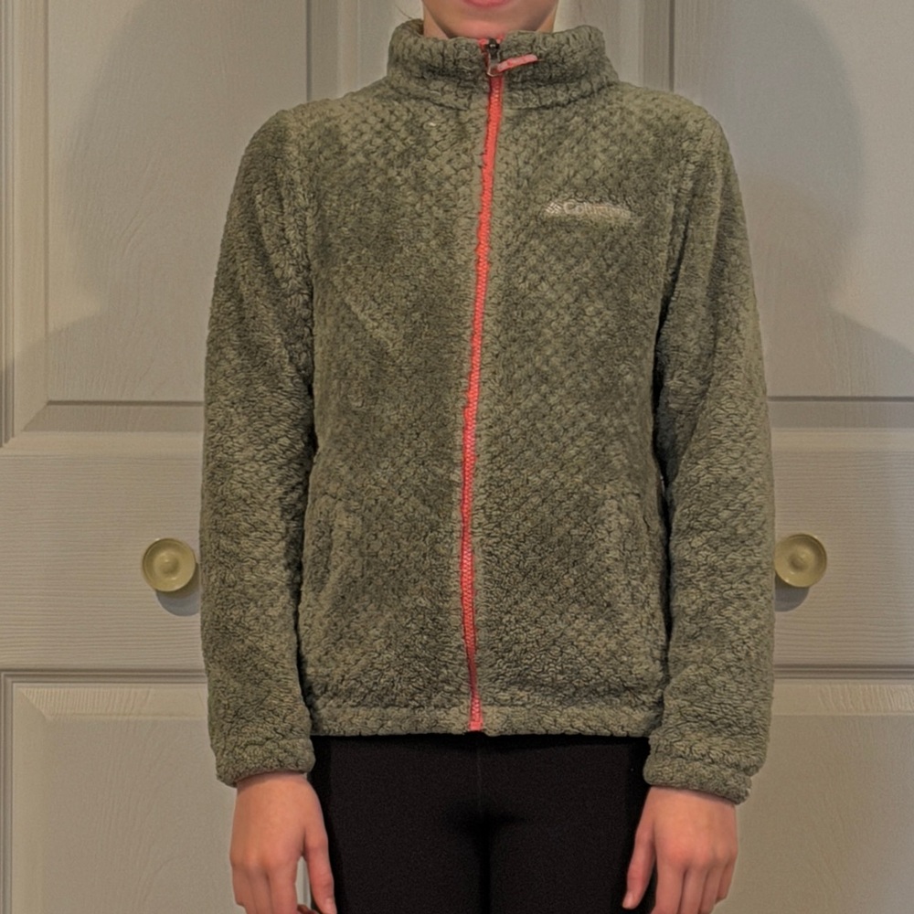 Columbia Sage Green Textured Fleece Jacket